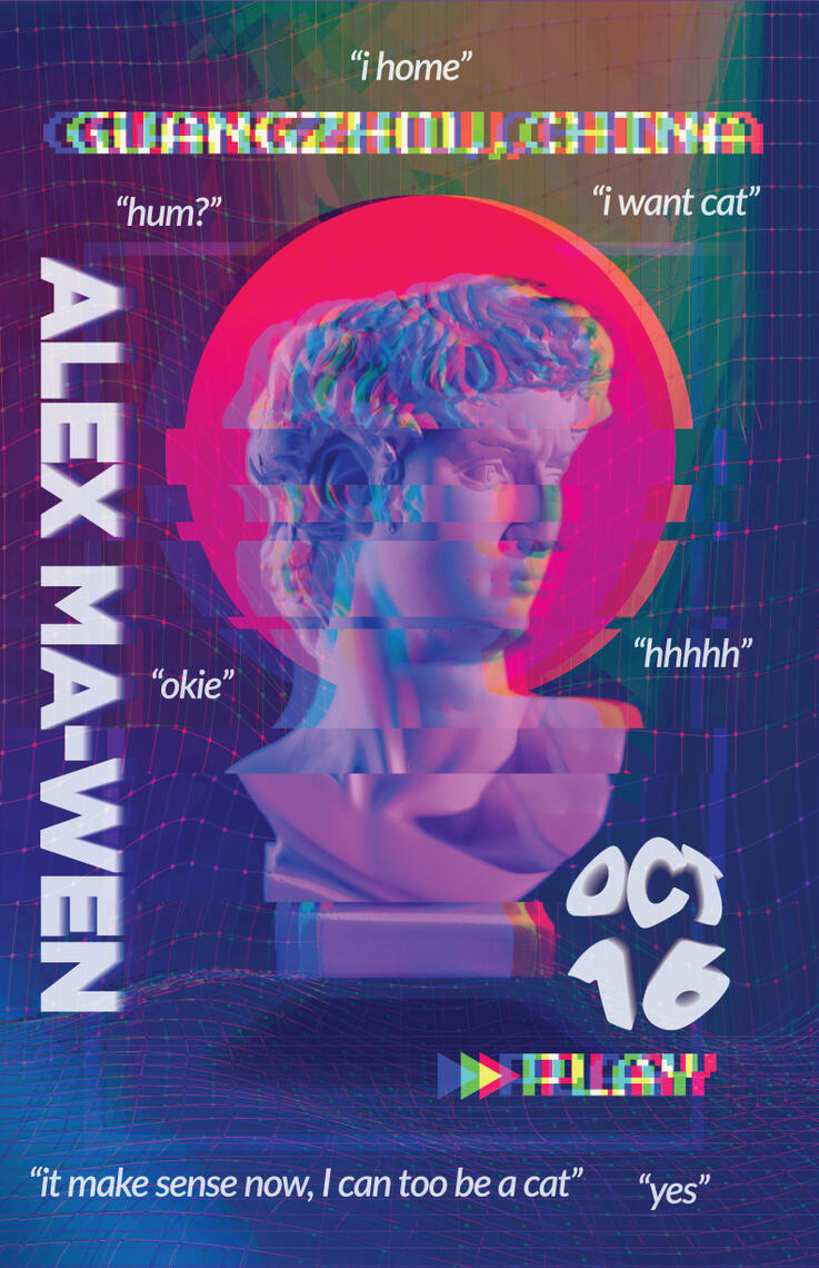 A vaporwave graphic poster dedicated to a friend.